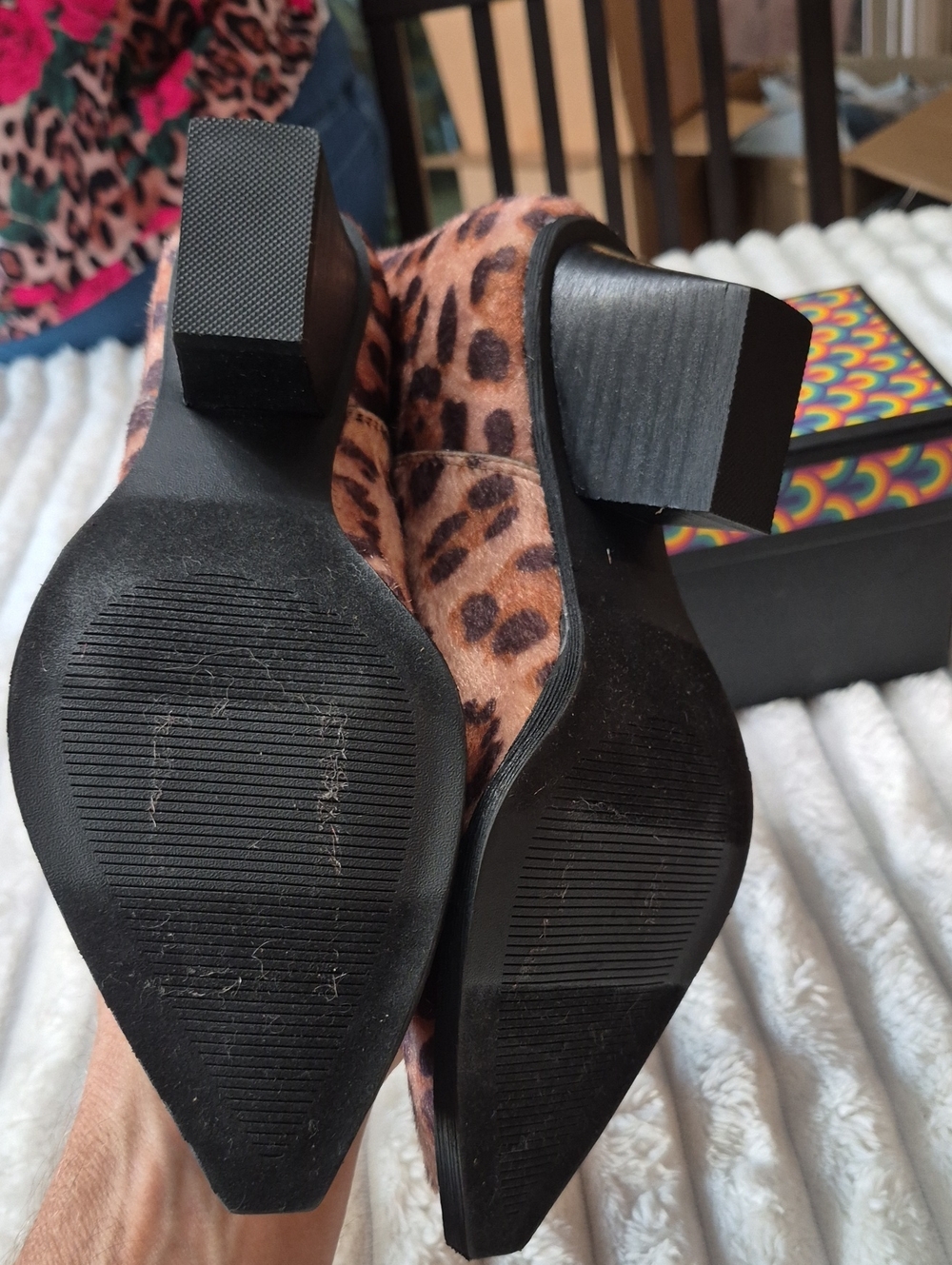Dolce Vita Jerico A Stack Heel Leopard Print ankle Boots Women's Sz 6.5 Nwot - Picture 8 of 10